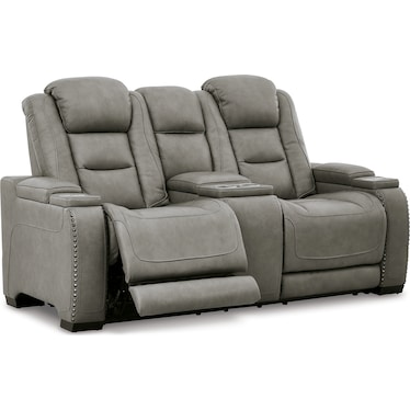 THE MAN-DEN LEATHER POWER RECLINING LOVESEAT