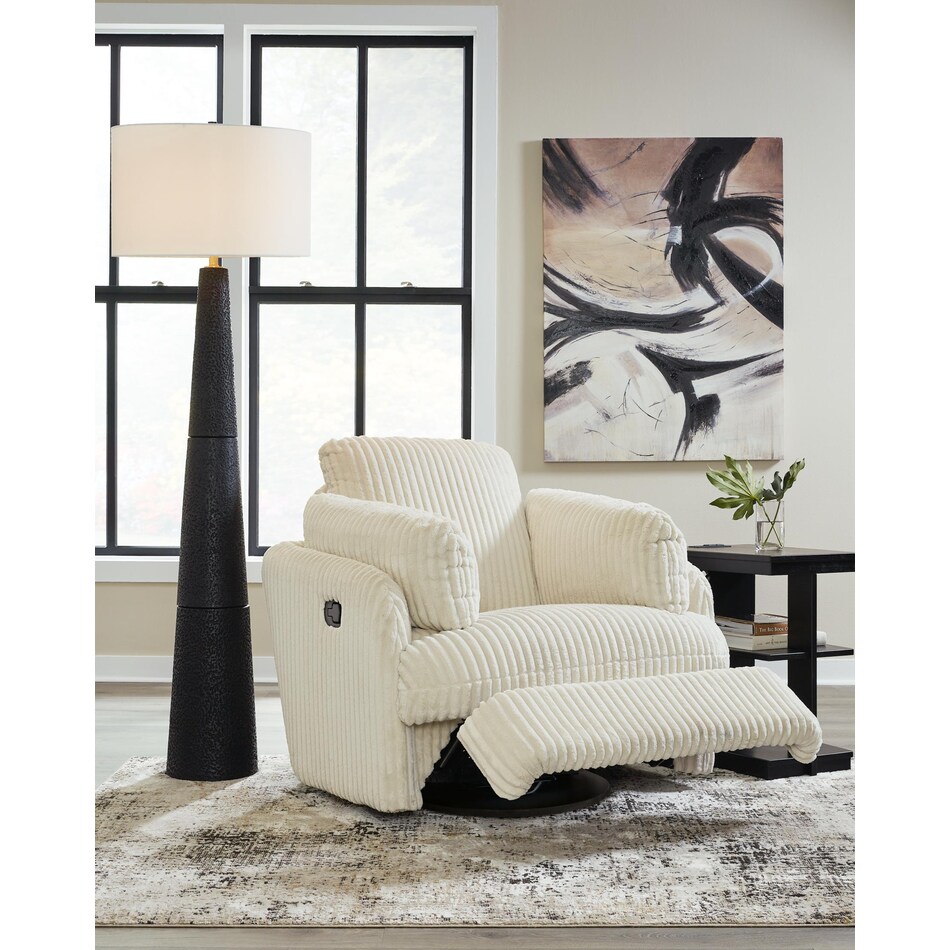 tie breaker ivory swivel glider recliner   
