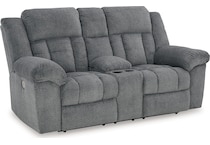 tip off slate power reclining console loveseat   