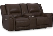 trasimeno brown power leather reclining console loveseat   