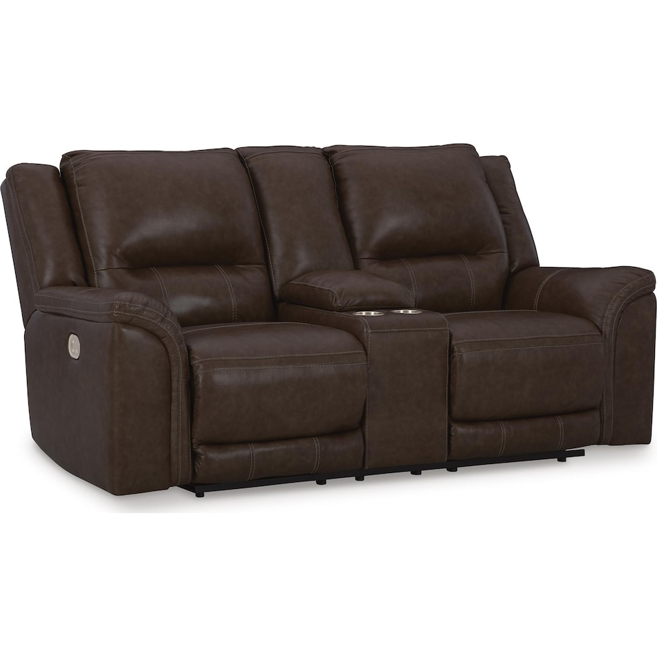 trasimeno brown power leather reclining console loveseat   