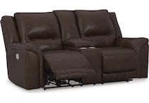 trasimeno brown power leather reclining console loveseat   