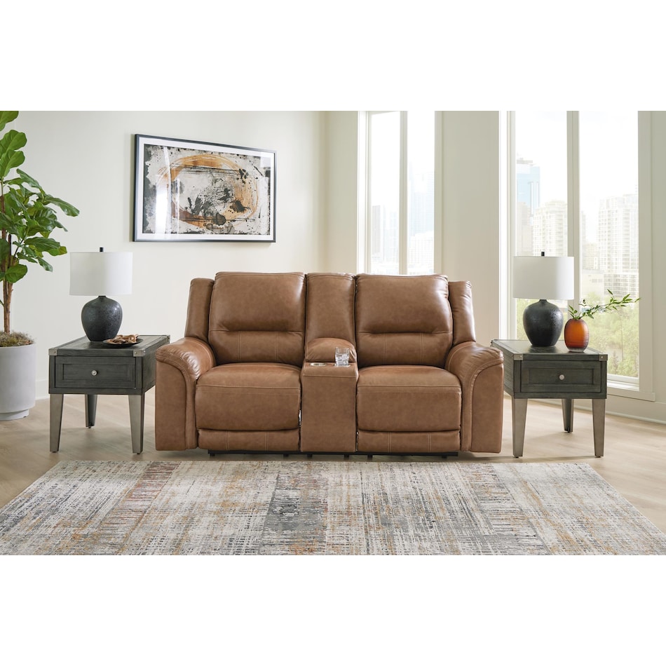 trasimeno brown power leather reclining console loveseat   