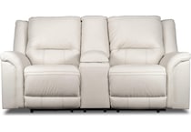 trasimeno coconut power leather reclining console loveseat   