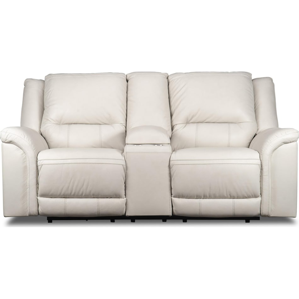 trasimeno coconut power leather reclining console loveseat   