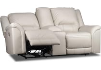 trasimeno coconut power leather reclining console loveseat   