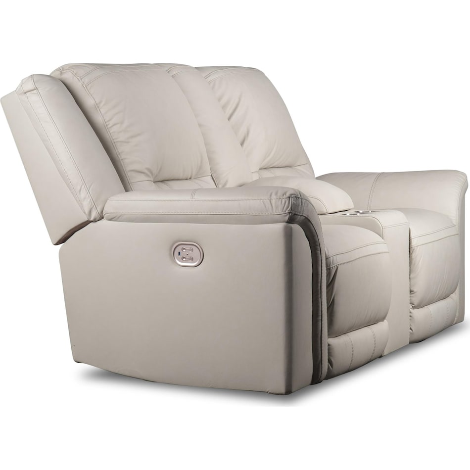 trasimeno coconut power leather reclining console loveseat   