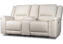 trasimeno coconut power leather reclining console loveseat   