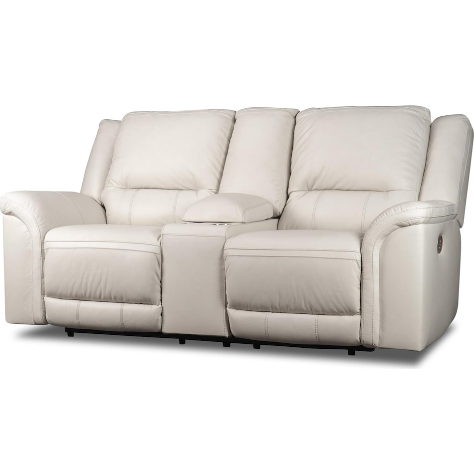 trasimeno coconut power leather reclining console loveseat   