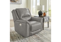 trasimeno gray power leather recliner   