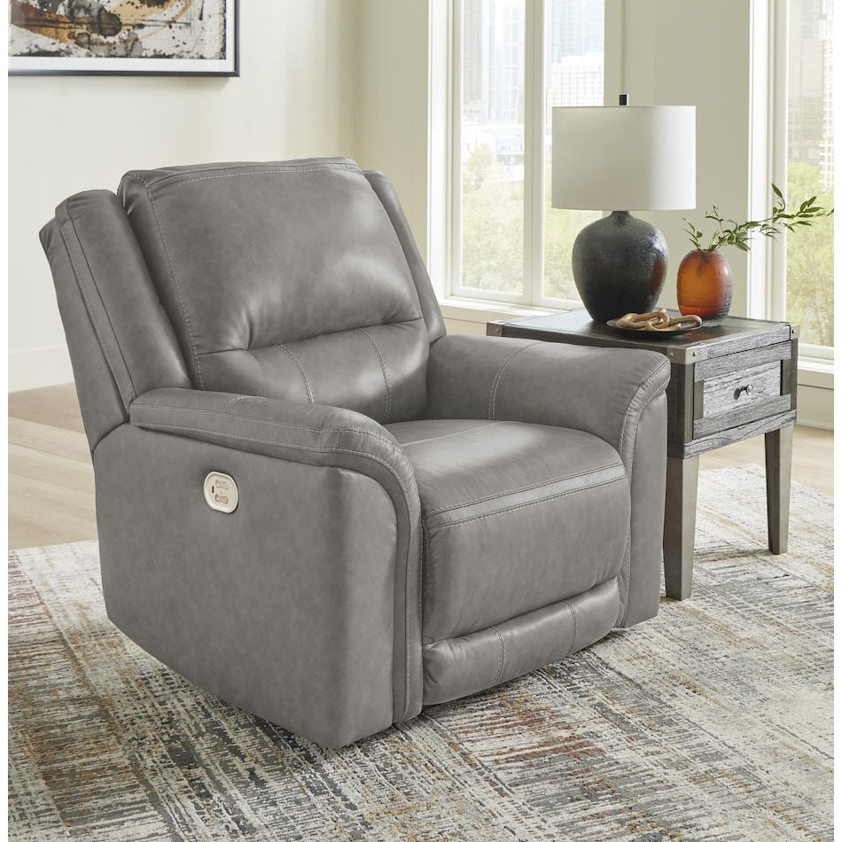 trasimeno gray power leather recliner   