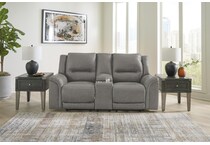 trasimeno gray power leather reclining console loveseat   
