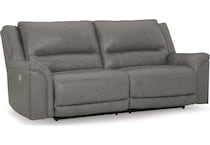 trasimeno gray power leather reclining sofa   