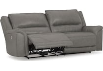 trasimeno gray power leather reclining sofa   