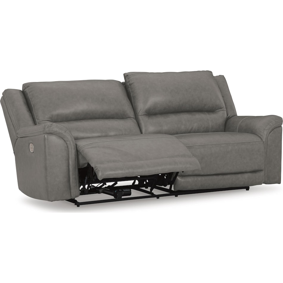 trasimeno gray power leather reclining sofa   