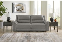 trasimeno gray power leather reclining sofa   