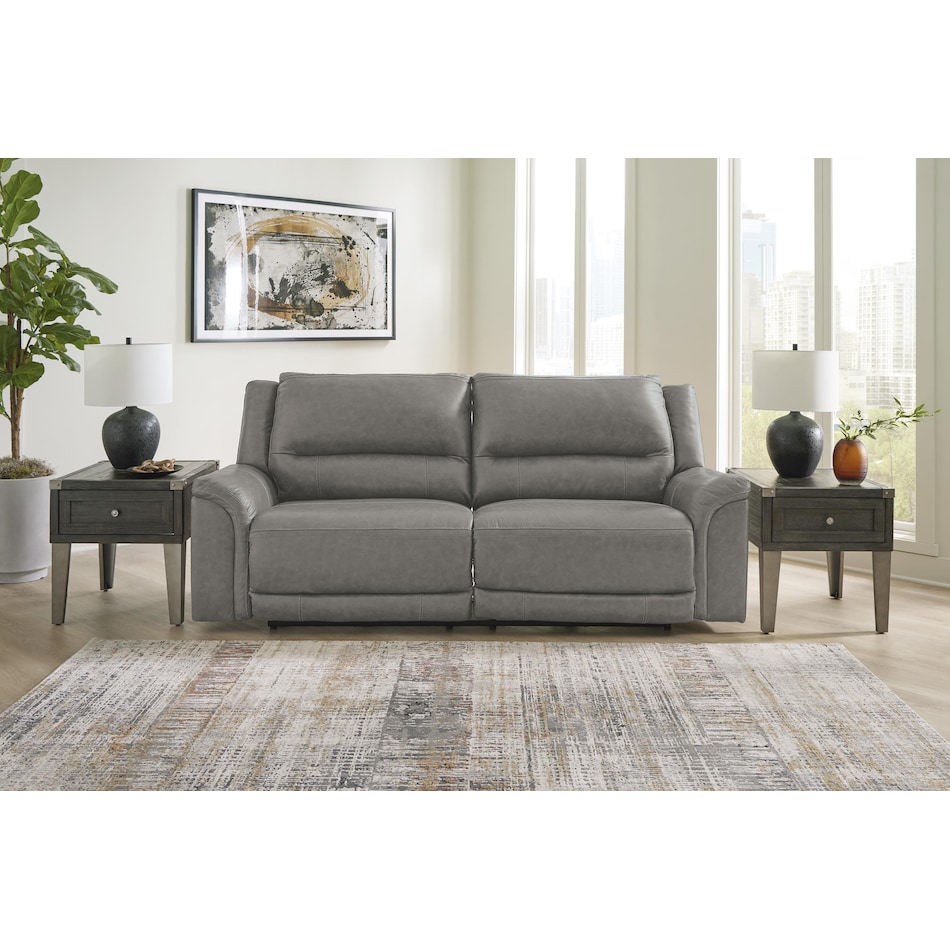 trasimeno gray power leather reclining sofa   