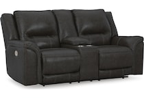 trasimeno storm power leather reclining console loveseat   