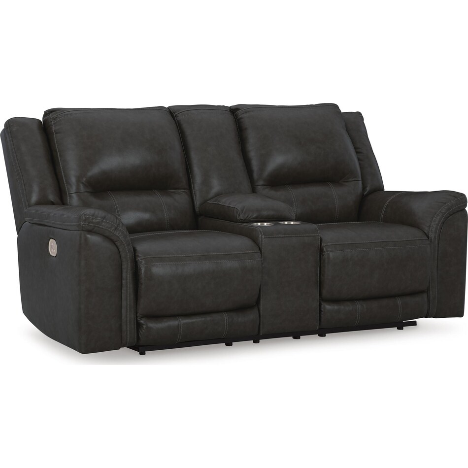 trasimeno storm power leather reclining console loveseat   