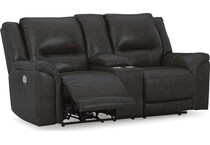 trasimeno storm power leather reclining console loveseat   