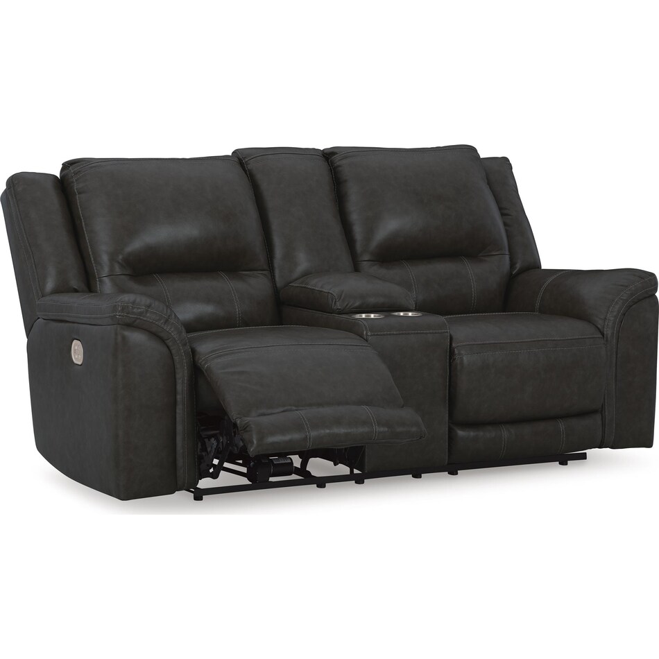 trasimeno storm power leather reclining console loveseat   