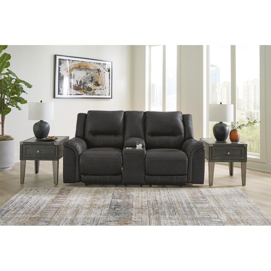 trasimeno storm power leather reclining console loveseat   