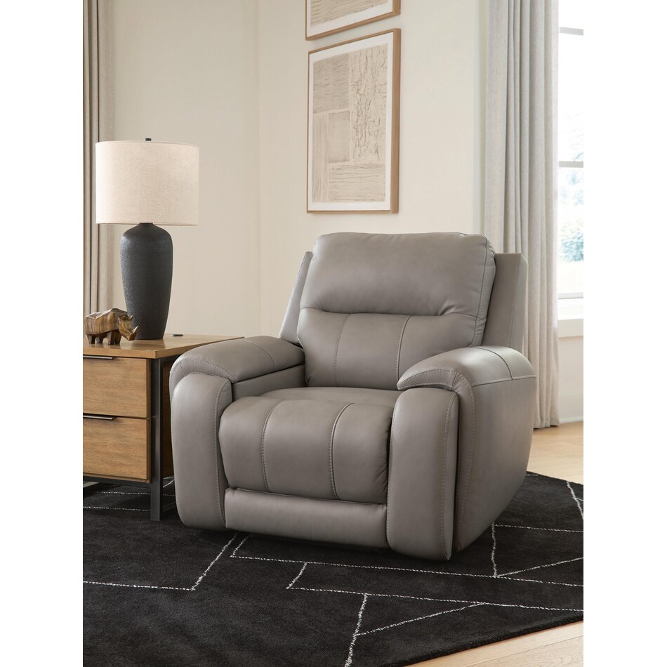 trendsetter ash power leather recliner   