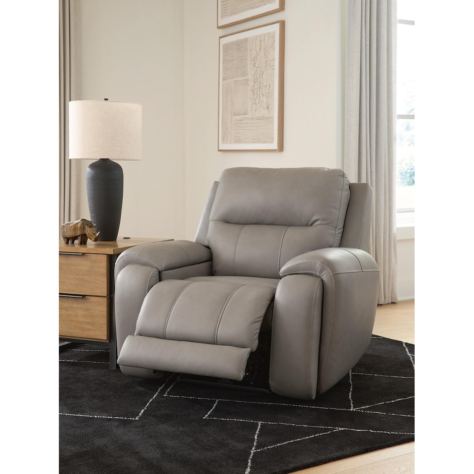 trendsetter ash power leather recliner   