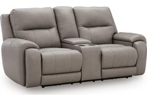 trendsetter ash power leather reclining loveseat   
