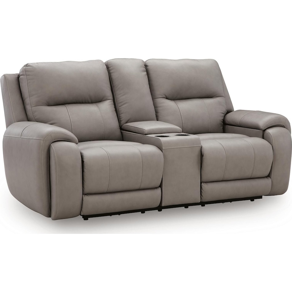 trendsetter ash power leather reclining loveseat   
