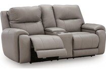 trendsetter ash power leather reclining loveseat   