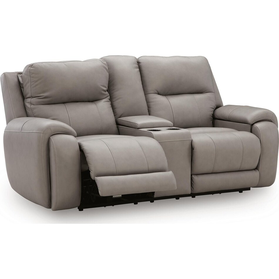 trendsetter ash power leather reclining loveseat   