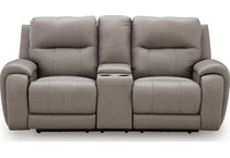 trendsetter ash power leather reclining loveseat   