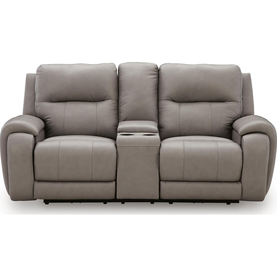 trendsetter ash power leather reclining loveseat   