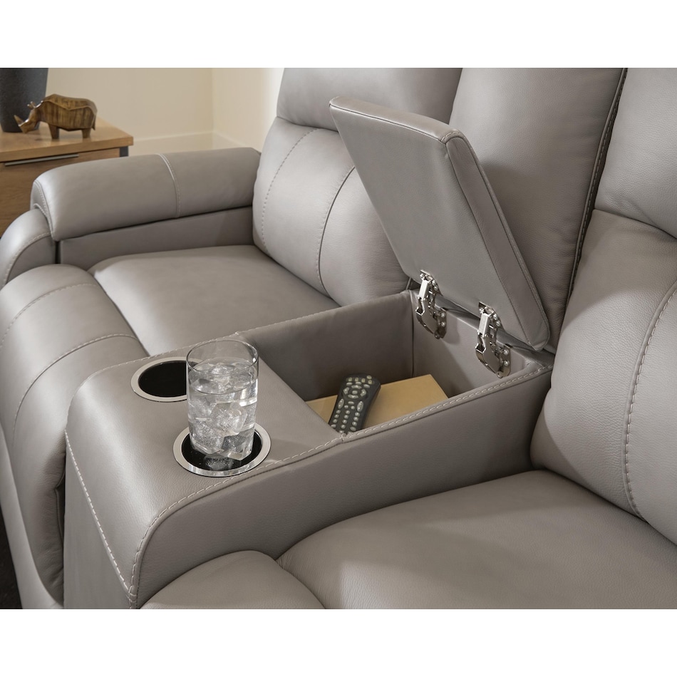 trendsetter ash power leather reclining loveseat   