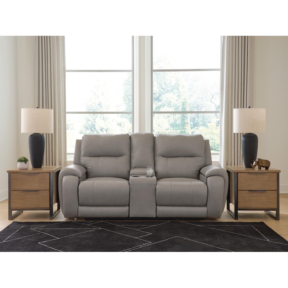 trendsetter ash power leather reclining loveseat   