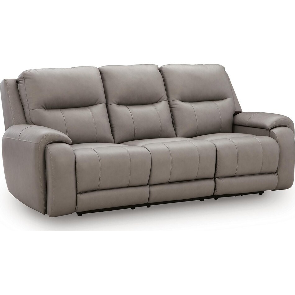 trendsetter ash power leather reclining sofa   