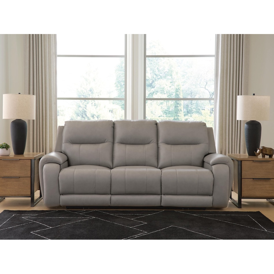 trendsetter ash power leather reclining sofa   