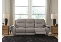 trendsetter ash power leather reclining sofa   