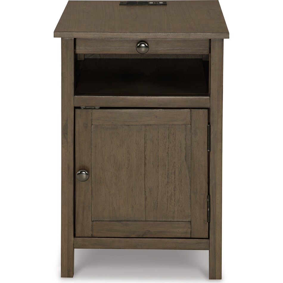 treytown grayish brown chairside table   