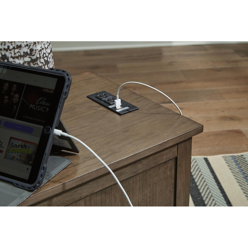 treytown grayish brown chairside table   