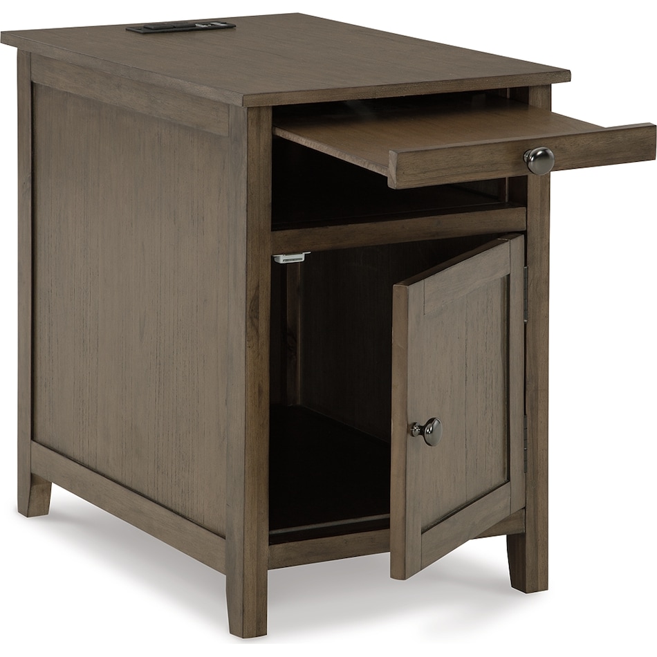 treytown grayish brown chairside table   