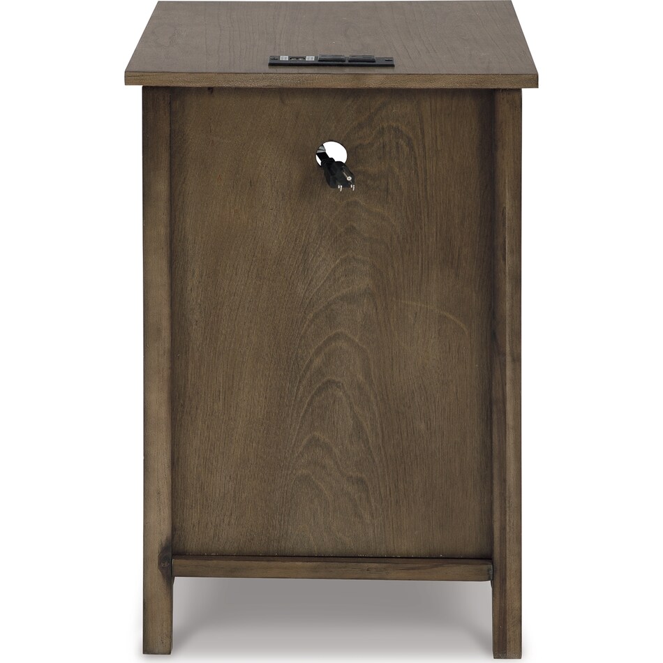 treytown grayish brown chairside table   