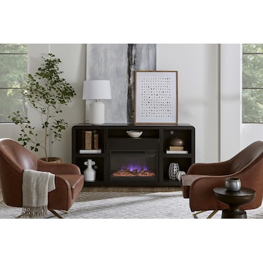 TROY 66" GLASS AND LOG VARIANTS FIREPLACE CONSOLE