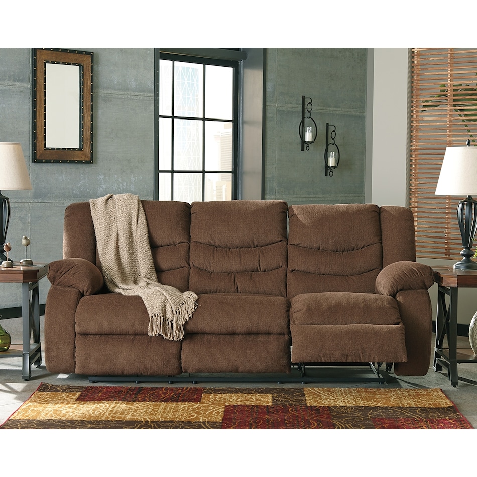 tulen brown reclining sofa   
