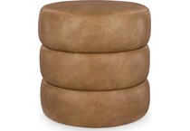 ummi caramel leather accent ottoman   