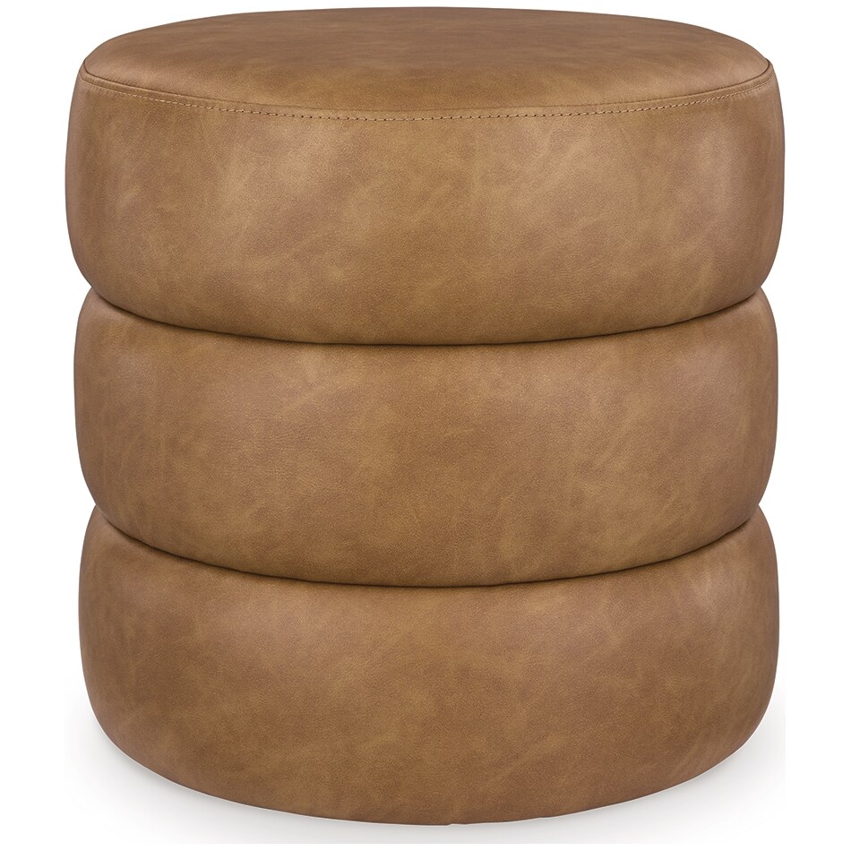 ummi caramel leather accent ottoman   
