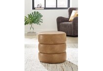 ummi caramel leather accent ottoman   
