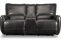 ursula blackberry power leather reclining console loveseat   