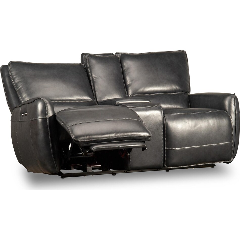 ursula blackberry power leather reclining console loveseat   
